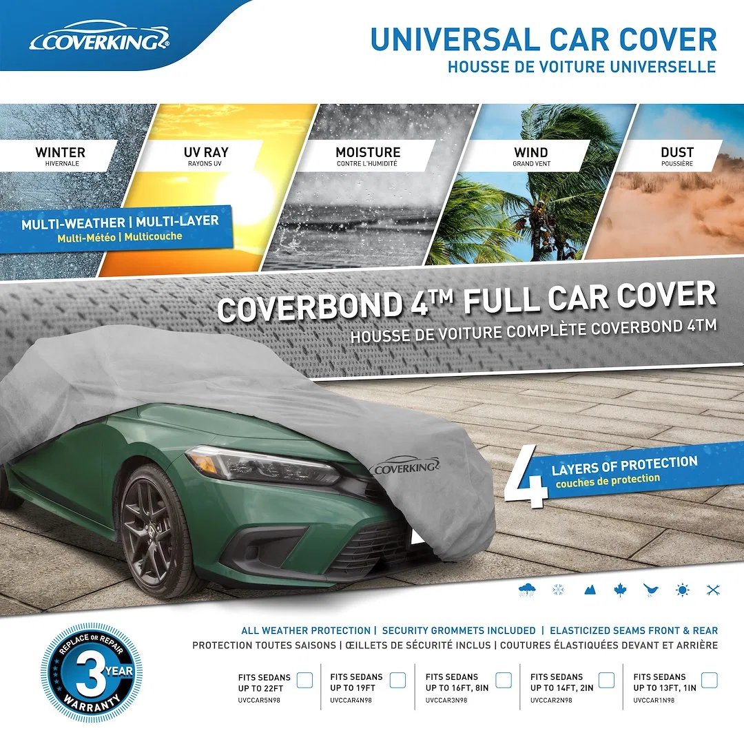 UVCCAR5N98 – COVERKING Car Cover, Fits Sedans Up To 22 Foot Length All Weather Protection Gray Polypropylene Without ...